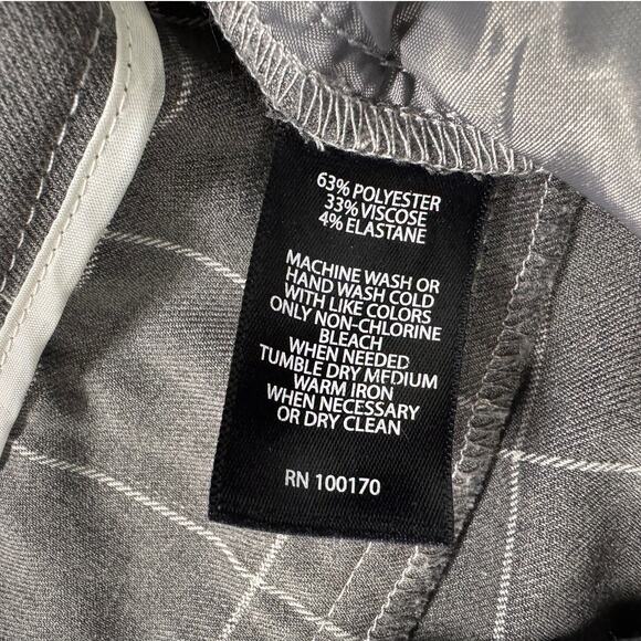 Adrienne Vittadini Size 6 Gray White Check Pants Polyester Viscose Spandex - Picture 3 of 7
